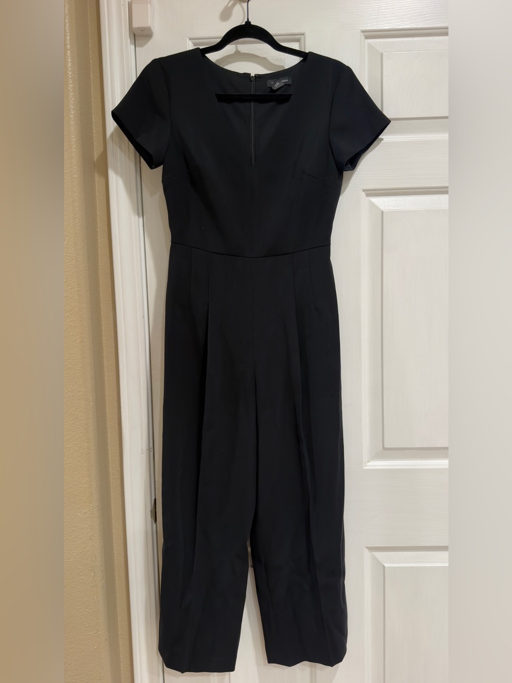 Club Monaco Black Midi Short-Sleeve Jumpsuit Dress